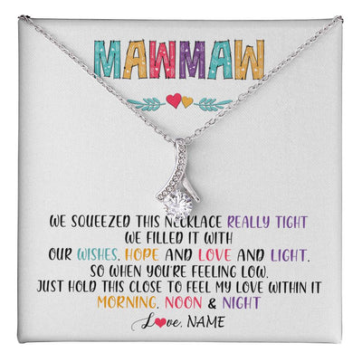 Alluring Beauty Necklace 14K White Gold Finish | 1 | Personalized To My Mawmaw Necklace From Grandkids Granddaughter We Squeezed This Necklace Mawmaw Birthday Mothers Day Customized Gift Box Message Card | siriusteestore