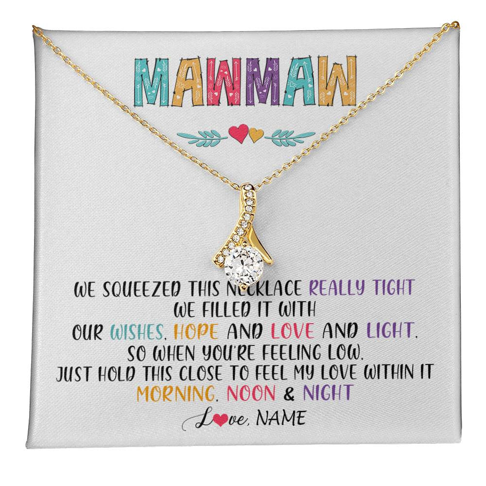 Alluring Beauty Necklace 18K Yellow Gold Finish | 1 | Personalized To My Mawmaw Necklace From Grandkids Granddaughter We Squeezed This Necklace Mawmaw Birthday Mothers Day Customized Gift Box Message Card | siriusteestore