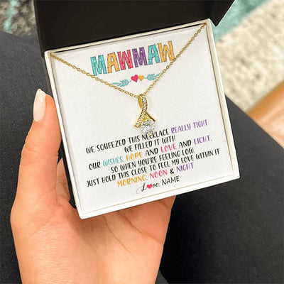 Alluring Beauty Necklace 18K Yellow Gold Finish | 2 | Personalized To My Mawmaw Necklace From Grandkids Granddaughter We Squeezed This Necklace Mawmaw Birthday Mothers Day Customized Gift Box Message Card | siriusteestore