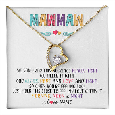Forever Love Necklace 18K Yellow Gold Finish | 1 | Personalized To My Mawmaw Necklace From Grandkids Granddaughter We Squeezed This Necklace Mawmaw Birthday Mothers Day Customized Gift Box Message Card | siriusteestore