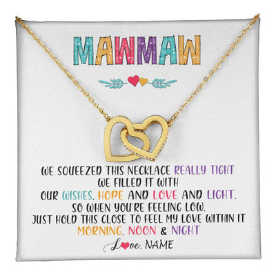 Interlocking Hearts Necklace 18K Yellow Gold Finish | 1 | Personalized To My Mawmaw Necklace From Grandkids Granddaughter We Squeezed This Necklace Mawmaw Birthday Mothers Day Customized Gift Box Message Card | siriusteestore