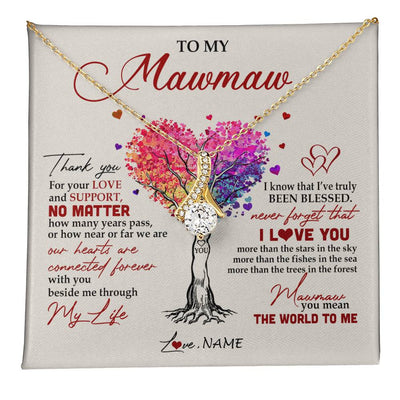 Alluring Beauty Necklace 18K Yellow Gold Finish | 1 | Personalized To My Mawmaw Necklace From Grandkids Never Forget That I Love You You Mean The World Mawmaw Birthday Mothers Day Customized Gift Box Message Card | siriusteestore