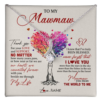 Alluring Beauty Necklace 14K White Gold Finish | 1 | Personalized To My Mawmaw Necklace From Grandkids Never Forget That I Love You You Mean The World Mawmaw Birthday Mothers Day Customized Gift Box Message Card | siriusteestore