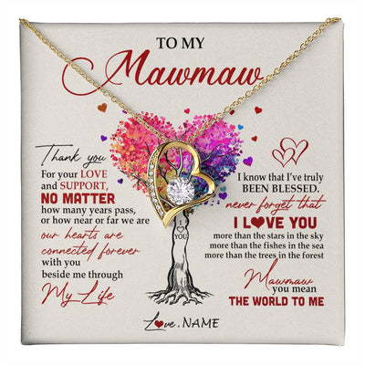 Forever Love Necklace 18K Yellow Gold Finish | 1 | Personalized To My Mawmaw Necklace From Grandkids Never Forget That I Love You You Mean The World Mawmaw Birthday Mothers Day Customized Gift Box Message Card | siriusteestore