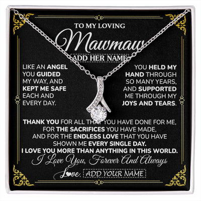 Alluring Beauty Necklace 14K White Gold Finish | 1 | Personalized To My Mawmaw Necklace Gifts Meaningful Gift To Mawmaw From Granddaughter Without You There Is No Me Mothers Day Birthday Gift Box Message Card | https://siriusteestore.