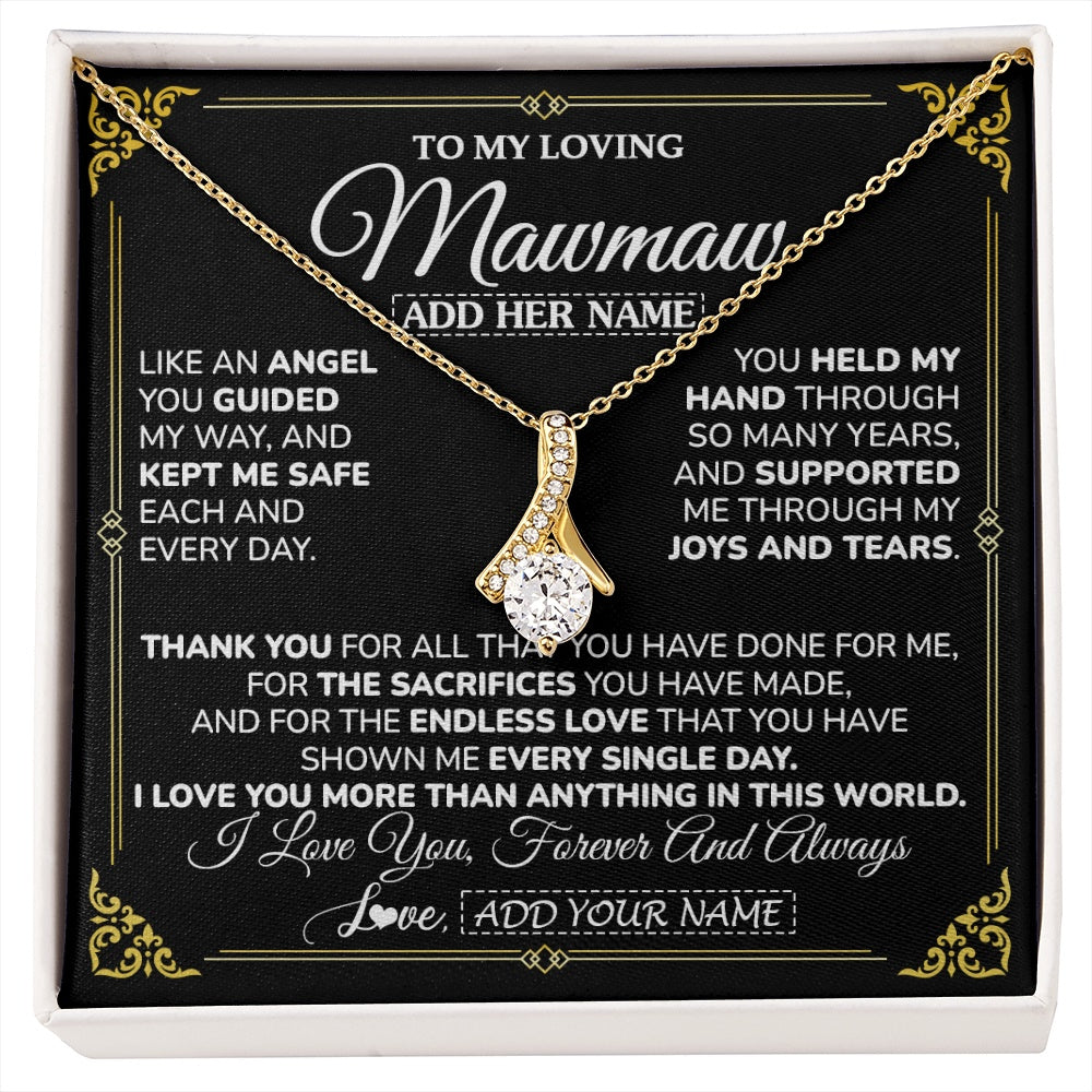 Alluring Beauty Necklace 18K Yellow Gold Finish | 1 | Personalized To My Mawmaw Necklace Gifts Meaningful Gift To Mawmaw From Granddaughter Without You There Is No Me Mothers Day Birthday Gift Box Message Card | https://siriusteestore.