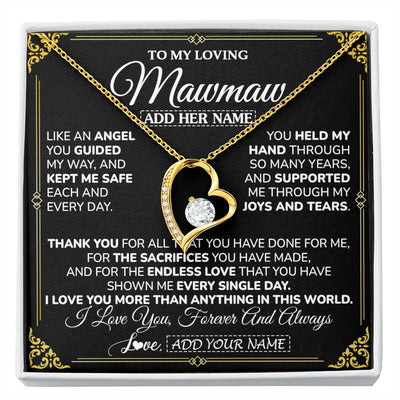 Forever Love Necklace 18K Yellow Gold Finish | 1 | Personalized To My Mawmaw Necklace Gifts Meaningful Gift To Mawmaw From Granddaughter Without You There Is No Me Mothers Day Birthday Gift Box Message Card | https://siriusteestore.