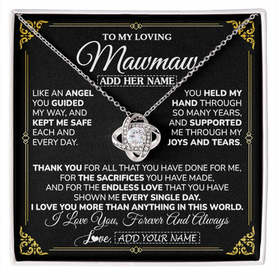 Love Knot Necklace 14K White Gold Finish | 1 | Personalized To My Mawmaw Necklace Gifts Meaningful Gift To Mawmaw From Granddaughter Without You There Is No Me Mothers Day Birthday Gift Box Message Card | https://siriusteestore.