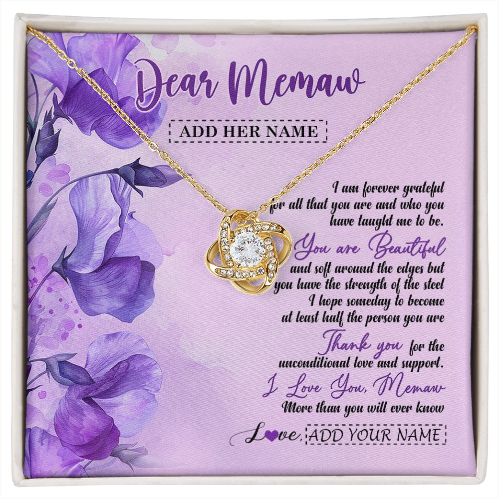 Love Knot Necklace 18K Yellow Gold Finish | 1 | Personalized To My Memaw Gifts From Granddaughter Necklace Flower You Are Beautiful Gifts For Memaw Mothers Day Birthday Christmas Gift Box Message Card | siriusteestore.myshopify