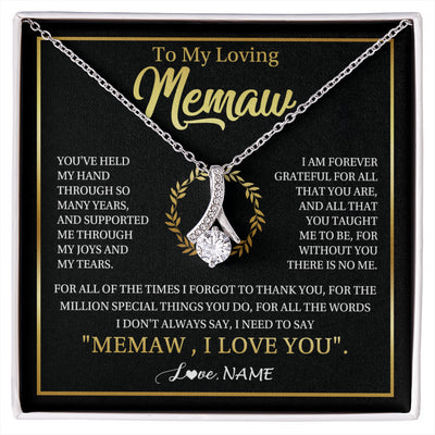 Alluring Beauty Necklace 14K White Gold Finish | 1 | Personalized To My Memaw Gifts Necklace From Granddaughter Grandson Grateful Thank You Memaw Birthday Mothers Day Jewelry Customized Gift Box Message Card | siriusteestore