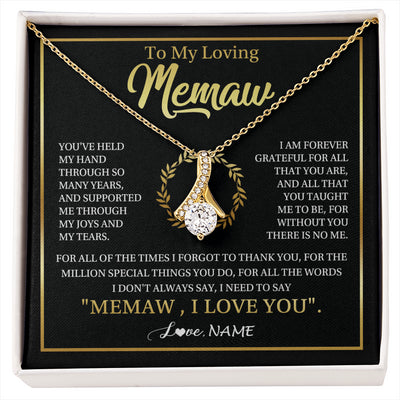 Alluring Beauty Necklace 18K Yellow Gold Finish | 1 | Personalized To My Memaw Gifts Necklace From Granddaughter Grandson Grateful Thank You Memaw Birthday Mothers Day Jewelry Customized Gift Box Message Card | siriusteestore