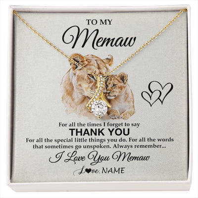 Alluring Beauty Necklace 18K Yellow Gold Finish | 1 | Personalized To My Memaw Necklace From Granddaughter Thank You Lion Memaw Gift For Mothers Day Birthday Gift Christmas For Memaw Gift Box Message Card | siriusteestore