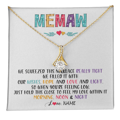 Alluring Beauty Necklace 18K Yellow Gold Finish | 1 | Personalized To My Memaw Necklace From Grandkids Granddaughter We Squeezed This Necklace Memaw Birthday Mothers Day Jewelry Customized Gift Box Message Card | siriusteestore