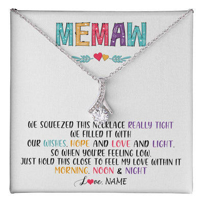 Alluring Beauty Necklace 14K White Gold Finish | 1 | Personalized To My Memaw Necklace From Grandkids Granddaughter We Squeezed This Necklace Memaw Birthday Mothers Day Jewelry Customized Gift Box Message Card | siriusteestore