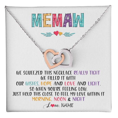 Interlocking Hearts Necklace Stainless Steel & Rose Gold Finish | 1 | Personalized To My Memaw Necklace From Grandkids Granddaughter We Squeezed This Necklace Memaw Birthday Mothers Day Jewelry Customized Gift Box Message Card | siriusteestore