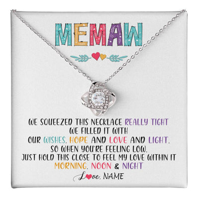 Love Knot Necklace 14K White Gold Finish | 1 | Personalized To My Memaw Necklace From Grandkids Granddaughter We Squeezed This Necklace Memaw Birthday Mothers Day Jewelry Customized Gift Box Message Card | siriusteestore
