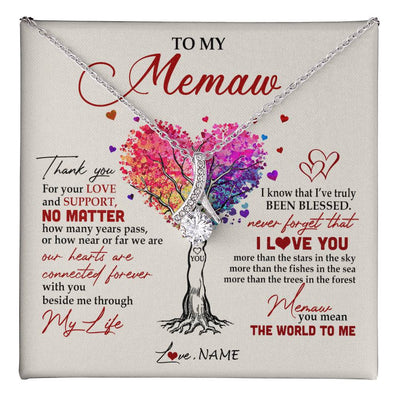 Alluring Beauty Necklace 14K White Gold Finish | 1 | Personalized To My Memaw Necklace From Grandkids Never Forget That I Love You You Mean The World Memaw Birthday Mothers Day Jewelry Customized Gift Box Message Card | siriusteestore