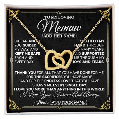 Interlocking Hearts Necklace 18K Yellow Gold Finish | 1 | Personalized To My Memaw Necklace Gifts Meaningful Gift To Memaw From Granddaughter Without You There Is No Me Mothers Day Birthday Gift Box Message Card | https://siriusteestore.