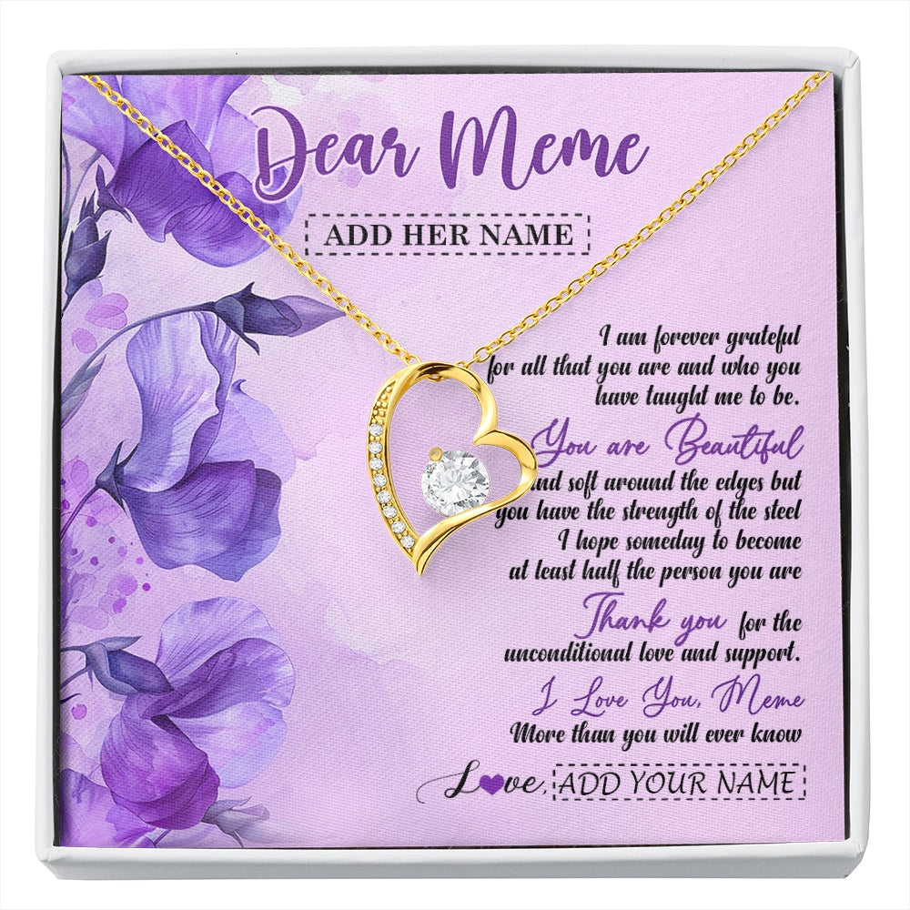 Forever Love Necklace 18K Yellow Gold Finish | 1 | Personalized To My Meme Gifts From Granddaughter Necklace Flower You Are Beautiful Gifts For Meme Mothers Day Birthday Christmas Custom Gift Box Message Card | siriusteestore.myshopify