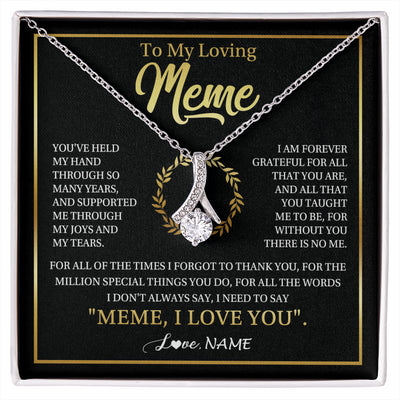 Alluring Beauty Necklace 14K White Gold Finish | 1 | Personalized To My Meme Gifts Necklace From Granddaughter Grandson Grateful Thank You Meme Birthday Mothers Day Christmas Customized Gift Box Message Card | siriusteestore