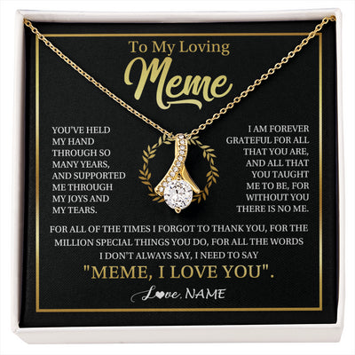 Alluring Beauty Necklace 18K Yellow Gold Finish | 1 | Personalized To My Meme Gifts Necklace From Granddaughter Grandson Grateful Thank You Meme Birthday Mothers Day Christmas Customized Gift Box Message Card | siriusteestore