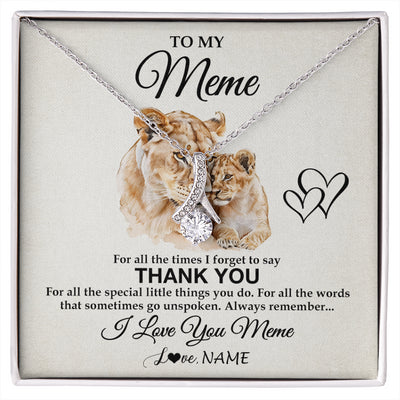 Alluring Beauty Necklace 14K White Gold Finish | 1 | Personalized To My Meme Necklace From Granddaughter Thank You Lion Meme Gift For Mothers Day Birthday Gift Christmas For Meme Customized Gift Box Message Card | siriusteestore