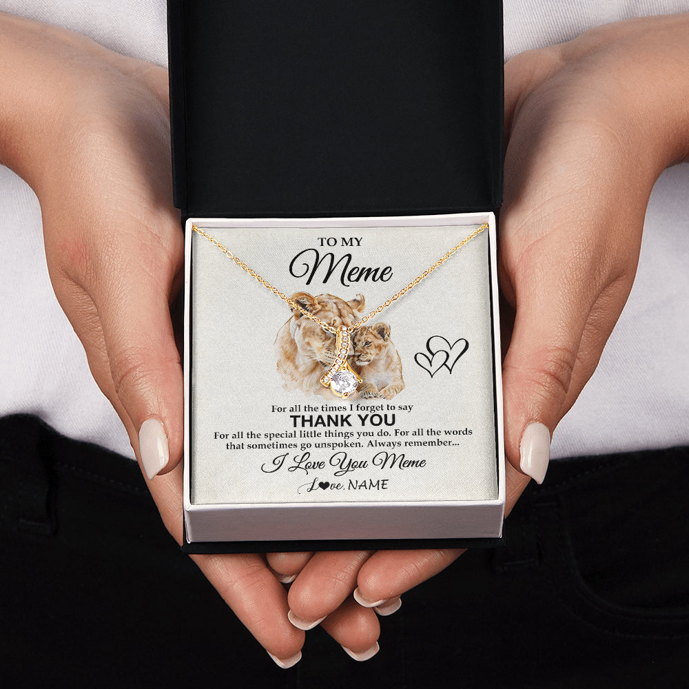 Alluring Beauty Necklace 18K Yellow Gold Finish | 2 | Personalized To My Meme Necklace From Granddaughter Thank You Lion Meme Gift For Mothers Day Birthday Gift Christmas For Meme Customized Gift Box Message Card | siriusteestore