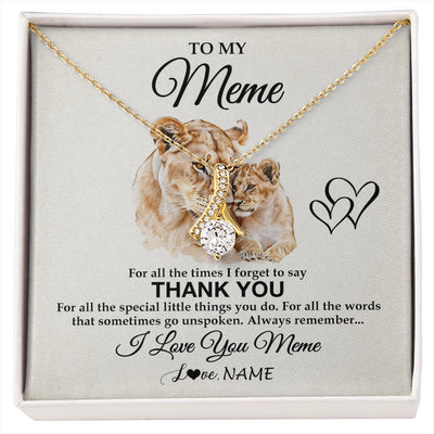 Alluring Beauty Necklace 18K Yellow Gold Finish | 1 | Personalized To My Meme Necklace From Granddaughter Thank You Lion Meme Gift For Mothers Day Birthday Gift Christmas For Meme Customized Gift Box Message Card | siriusteestore