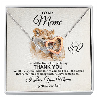 Interlocking Hearts Necklace Stainless Steel & Rose Gold Finish | 1 | Personalized To My Meme Necklace From Granddaughter Thank You Lion Meme Gift For Mothers Day Birthday Gift Christmas For Meme Customized Gift Box Message Card | siriusteestore