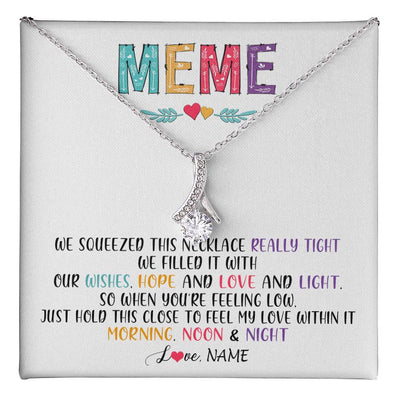 Alluring Beauty Necklace 14K White Gold Finish | 1 | Personalized To My Meme Necklace From Grandkids Granddaughter We Squeezed This Necklace Meme Birthday Mothers Day Christmas Customized Gift Box Message Card | siriusteestore