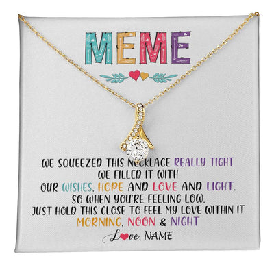 Alluring Beauty Necklace 18K Yellow Gold Finish | 1 | Personalized To My Meme Necklace From Grandkids Granddaughter We Squeezed This Necklace Meme Birthday Mothers Day Christmas Customized Gift Box Message Card | siriusteestore