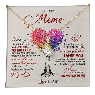 Alluring Beauty Necklace 18K Yellow Gold Finish | 1 | Personalized To My Meme Necklace From Grandkids Never Forget That I Love You You Mean The World Meme Birthday Mothers Day Christmas Customized Gift Box Message Card | siriusteestore