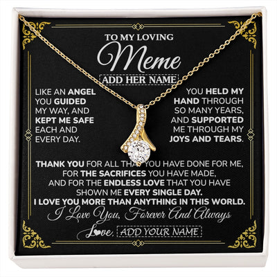 Alluring Beauty Necklace 18K Yellow Gold Finish | 1 | Personalized To My Meme Necklace Gifts Meaningful Gift To Meme From Granddaughter Without You There Is No Me Mothers Day Birthday Custom Gift Box Message Card | https://siriusteestore.