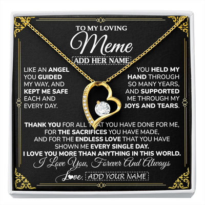 Forever Love Necklace 18K Yellow Gold Finish | 1 | Personalized To My Meme Necklace Gifts Meaningful Gift To Meme From Granddaughter Without You There Is No Me Mothers Day Birthday Custom Gift Box Message Card | https://siriusteestore.