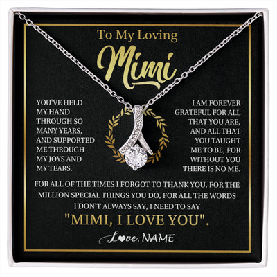 Alluring Beauty Necklace 14K White Gold Finish | 1 | Personalized To My Mimi Gifts Necklace From Granddaughter Grandson Grateful Thank You Mimi Birthday Mothers Day Christmas Customized Gift Box Message Card | siriusteestore