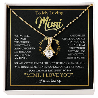 Alluring Beauty Necklace 18K Yellow Gold Finish | 1 | Personalized To My Mimi Gifts Necklace From Granddaughter Grandson Grateful Thank You Mimi Birthday Mothers Day Christmas Customized Gift Box Message Card | siriusteestore