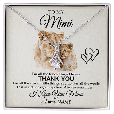 Alluring Beauty Necklace 14K White Gold Finish | 1 | Personalized To My Mimi Necklace From Granddaughter Thank You Lion Mimi Gift For Mothers Day Birthday Gift Christmas For Mimi Customized Gift Box Message Card | siriusteestore