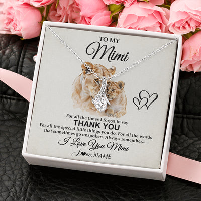 Alluring Beauty Necklace 14K White Gold Finish | 2 | Personalized To My Mimi Necklace From Granddaughter Thank You Lion Mimi Gift For Mothers Day Birthday Gift Christmas For Mimi Customized Gift Box Message Card | siriusteestore