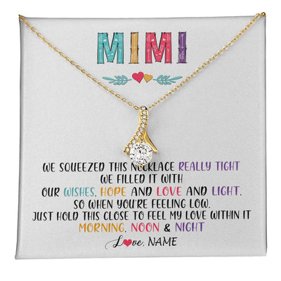 Alluring Beauty Necklace 18K Yellow Gold Finish | 1 | Personalized To My Mimi Necklace From Grandkids Granddaughter We Squeezed This Necklace Mimi Birthday Mothers Day Christmas Customized Gift Box Message Card | siriusteestore