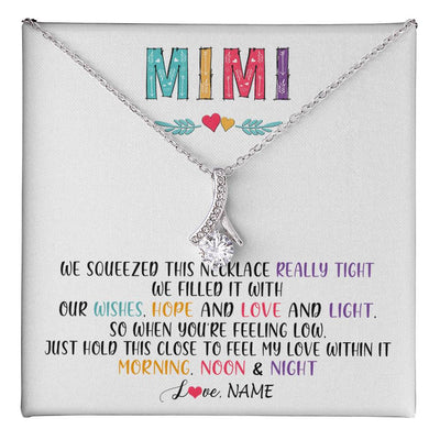 Alluring Beauty Necklace 14K White Gold Finish | 1 | Personalized To My Mimi Necklace From Grandkids Granddaughter We Squeezed This Necklace Mimi Birthday Mothers Day Christmas Customized Gift Box Message Card | siriusteestore