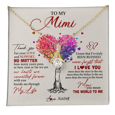 Alluring Beauty Necklace 18K Yellow Gold Finish | 1 | Personalized To My Mimi Necklace From Grandkids Never Forget That I Love You You Mean The World Mimi Birthday Mothers Day Christmas Customized Gift Box Message Card | siriusteestore
