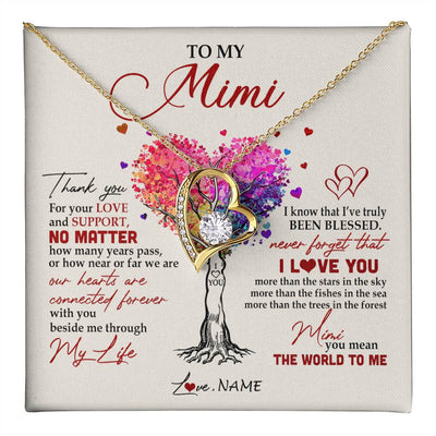 Forever Love Necklace 18K Yellow Gold Finish | 1 | Personalized To My Mimi Necklace From Grandkids Never Forget That I Love You You Mean The World Mimi Birthday Mothers Day Christmas Customized Gift Box Message Card | siriusteestore