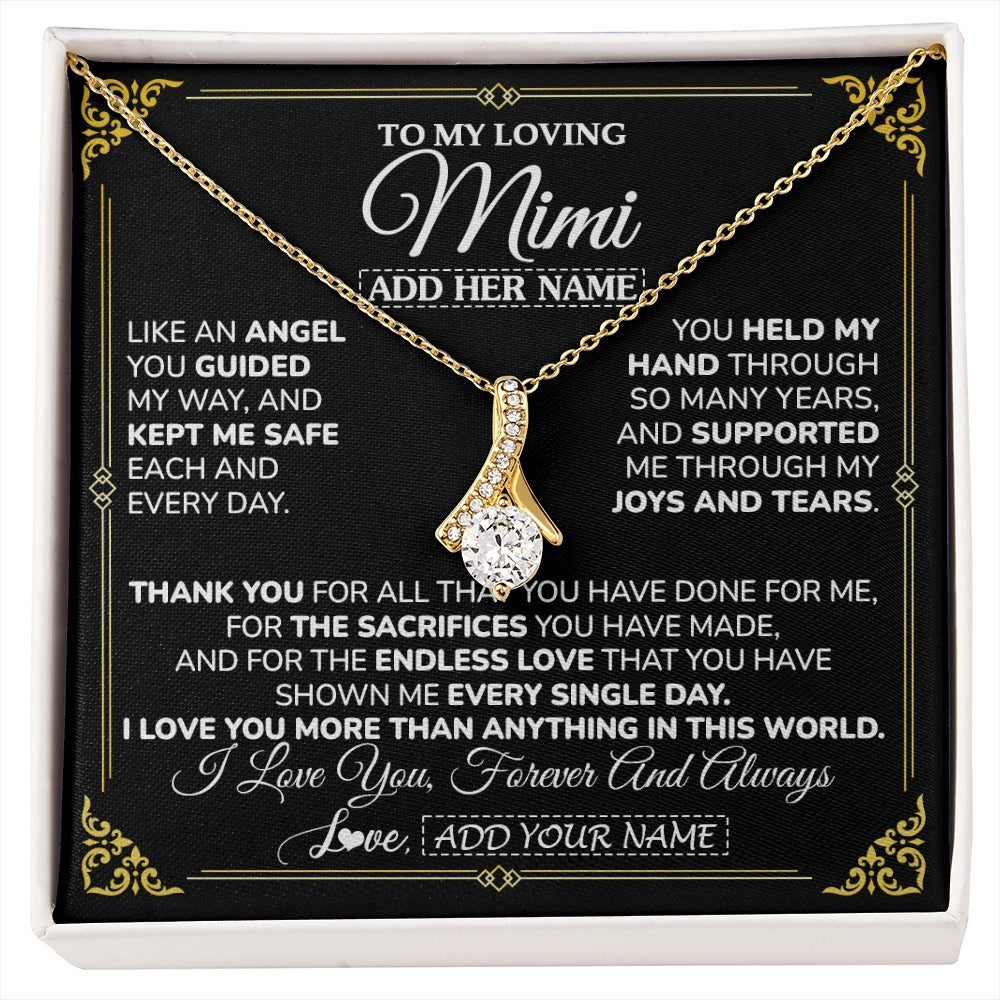 Alluring Beauty Necklace 18K Yellow Gold Finish | 1 | Personalized To My Mimi Necklace Gifts Meaningful Gift To Mimi From Granddaughter Without You There Is No Me Mothers Day Birthday Custom Gift Box Message Card | https://siriusteestore.