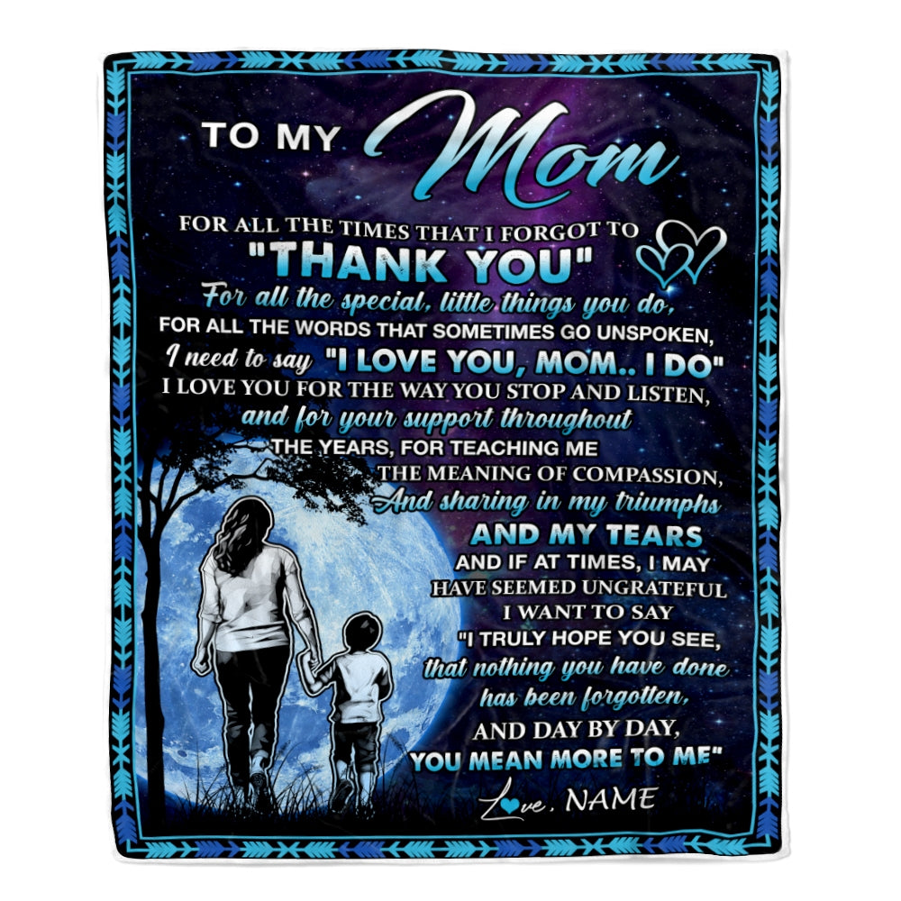 Personalized To My Mom Blanket From Son Thank You Day By Day Mom Birthday Mothers Day Thanksgiving Christmas Customized Bed Fleece Throw Blanket | siriusteestore