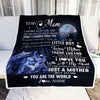 Personalized To My Mom From Son Blanket Wolf I Am Because You are Mom Birthday Mothers Day Christmas Customized Fleece Blanket | siriusteestore
