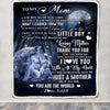 Personalized To My Mom From Son Blanket Wolf I Am Because You are Mom Birthday Mothers Day Christmas Customized Fleece Blanket | siriusteestore