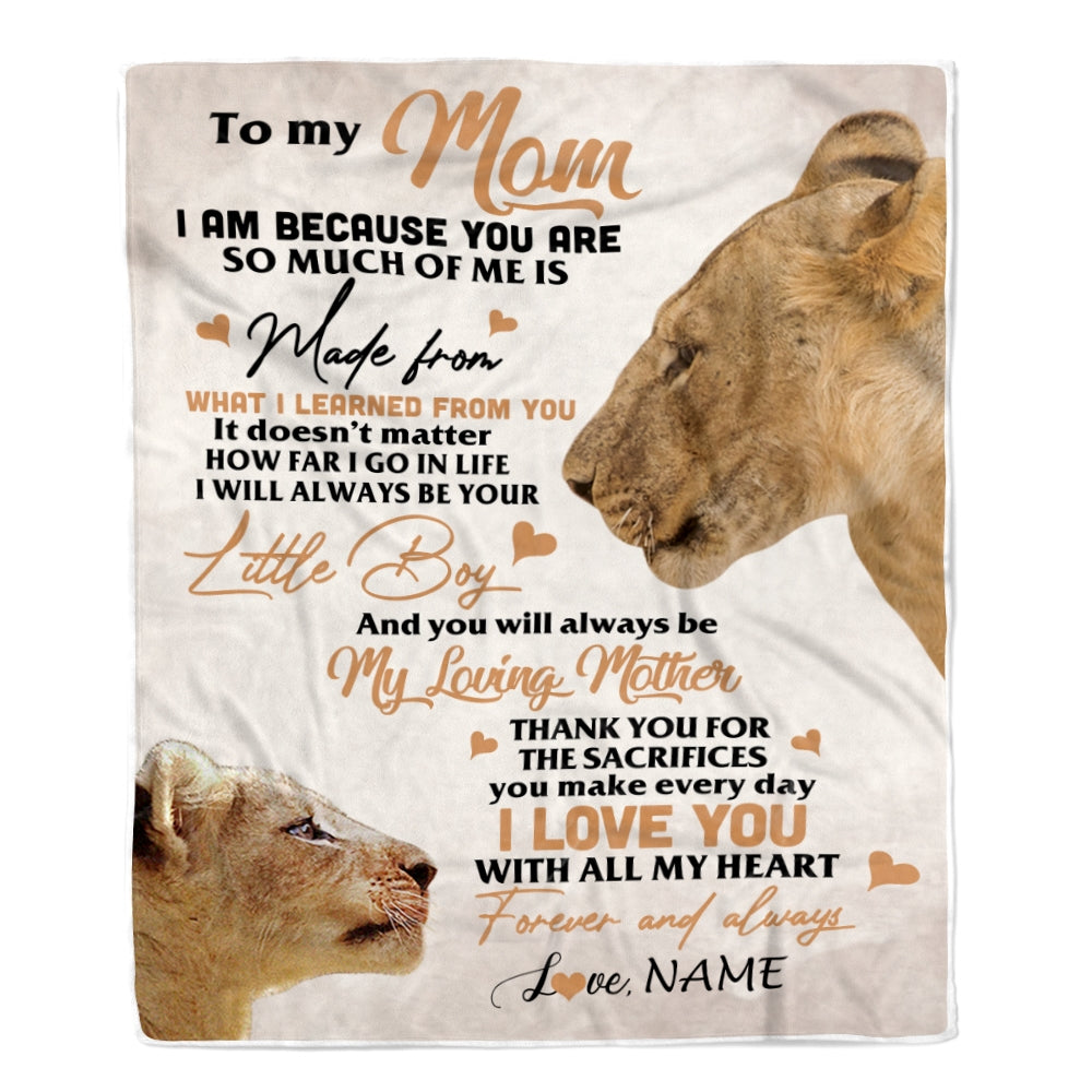 Personalized To My Mom From Son Lion I Love You With All My Heart Mom Birthday Mothers Day Christmas Customized Fleece Throw Blanket | siriusteestore