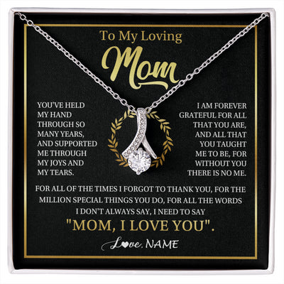 Alluring Beauty Necklace 14K White Gold Finish | 1 | Personalized To My Mom Gifts Necklace From Daughter Son Grateful Thank You Mom Birthday Gifts Mothers Day Jewelry Christmas Customized Gift Box Message Card | siriusteestore