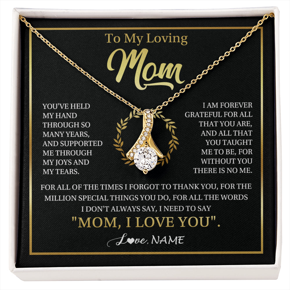 Alluring Beauty Necklace 18K Yellow Gold Finish | 1 | Personalized To My Mom Gifts Necklace From Daughter Son Grateful Thank You Mom Birthday Gifts Mothers Day Jewelry Christmas Customized Gift Box Message Card | siriusteestore