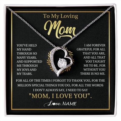 Forever Love Necklace 14K White Gold Finish | 1 | Personalized To My Mom Gifts Necklace From Daughter Son Grateful Thank You Mom Birthday Gifts Mothers Day Jewelry Christmas Customized Gift Box Message Card | siriusteestore